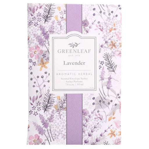 Greenleaf lavender aromatic herbal sachet packaging with floral design