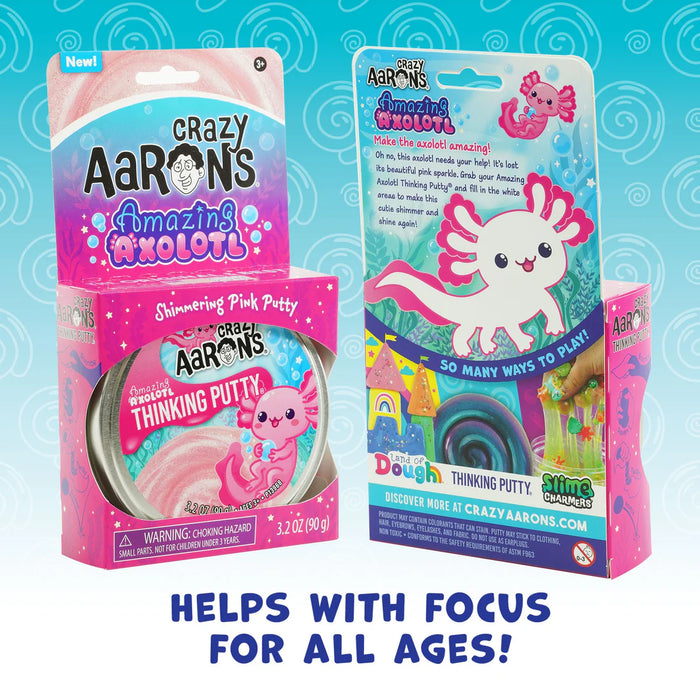 Two packages of Crazy Aaron's Putty with a blue and white patterned background