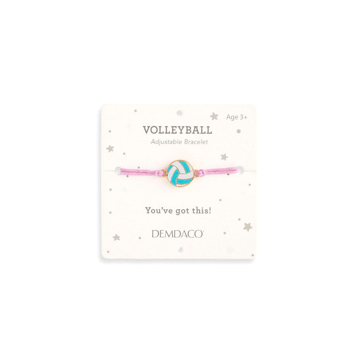 Volleyball adjustable bracelet on a white card with 'DEMDACO' branding