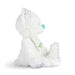 White plush toy with a blue nose on a white background