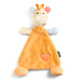 Plush toy giraffe with a heart on a white background