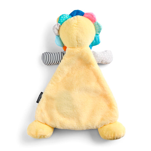 Plush toy with colorful hair on a white background