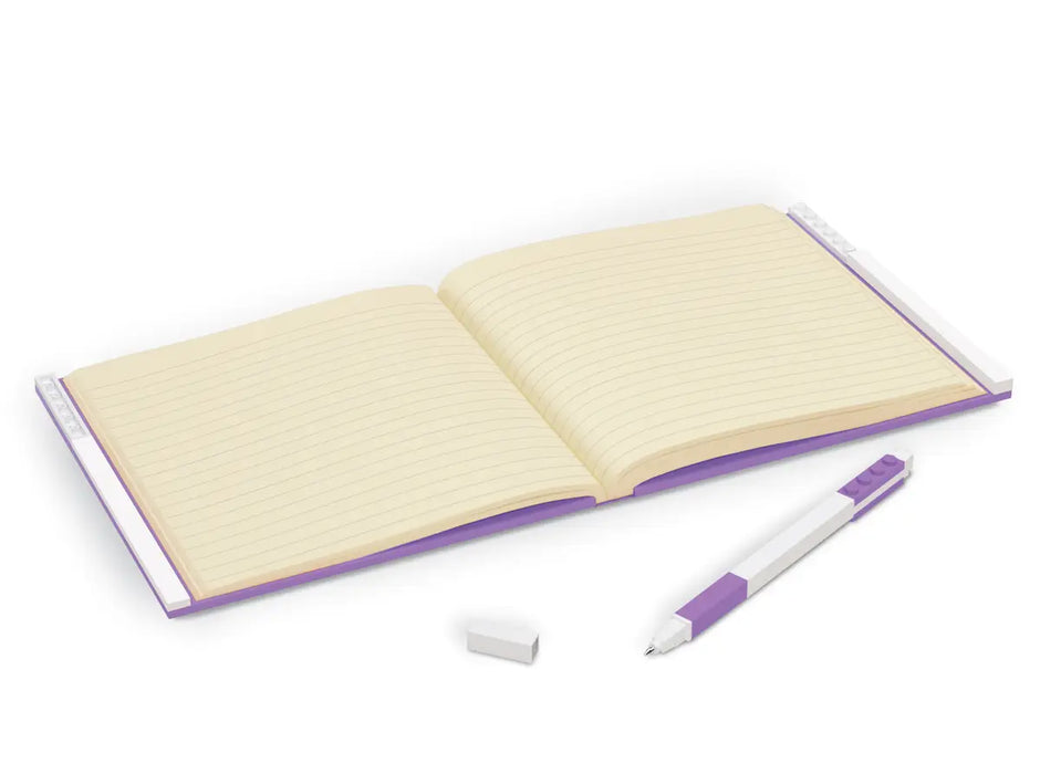 LEGO® Iconic Locking Notebook with Gel Pen - Lavender