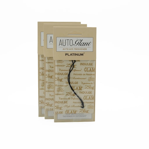 Auto Glam auto air freshener packaging on a white background
