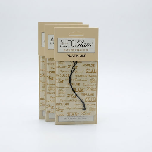 Auto Glam auto air freshener packaging on a white background