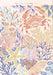 Colorful illustration of marine life including a crab, starfish, and various sea plants on a light pink background.