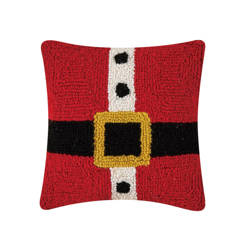 Santa Belt Hooked Wool Throw Pillow