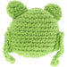 Green knitted frog hat on a white background