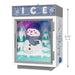 Decorative ice-themed freezer box with a snowman design and 'ICE' text on a white background.