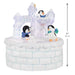Ice castle with penguins on a white background