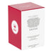 Red and white box with text and a logo on a white background