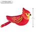 Red and gold cardinal ornament with a power cord sold separately label on a white background