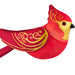 Red and gold cardinal ornament on a white background