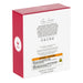 Product packaging with red and white design, featuring text and a logo.
