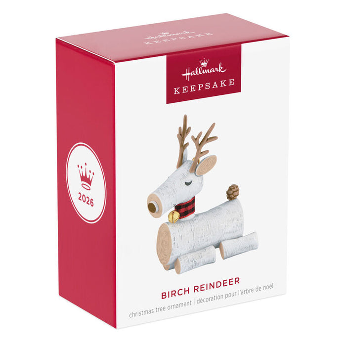 Hallmark Keepsake Christmas ornament packaging with a reindeer design on a white background