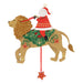 Decorative Christmas ornament with Santa riding a lion on a white background