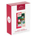 Hallmark Keepsake ornament packaging with two Christmas tree ornaments on a white background