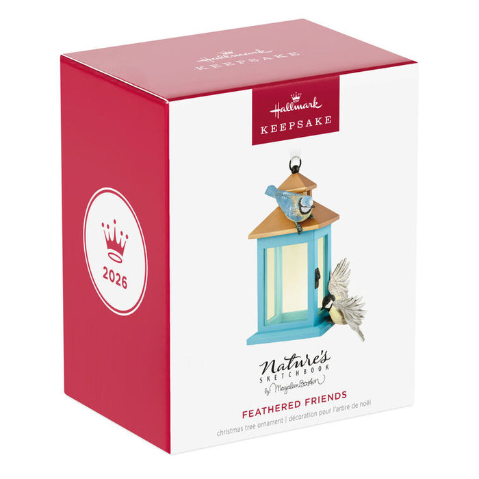 Hallmark Keepsake ornament packaging with bird design on a white background