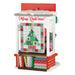Ornament of a decorative quilt display with Christmas tree design and 'Merry Quilt Mas' text on a white background.