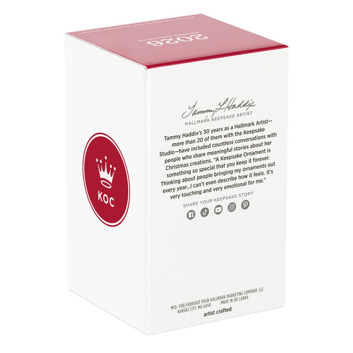 Hallmark Keepsake Ornament box with red lid and white body, featuring KOC logo.