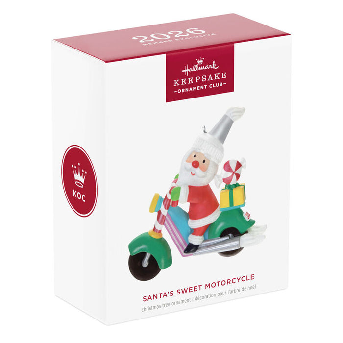 Hallmark Keepsake Ornament Club packaging for Santa's Sweet Motorcycle ornament