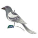 Decorative bird ornament with a white body and gray wings on a white background