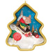 Christmas ornament with a mouse sledding on a candy landscape