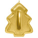 Gold tree-shaped cookie sheet pan on a white background