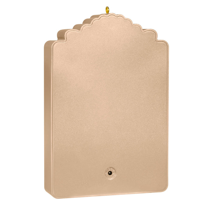 Beige frame with scalloped edge on a white background