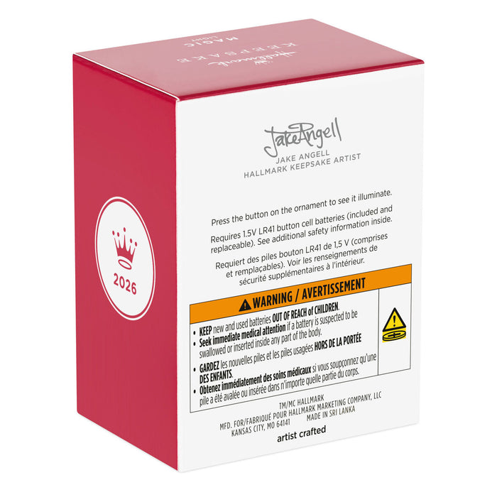 Red and white box with 'Jake Angell' branding and product details on a white background