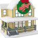 Model of a house with a Christmas wreath and 'A Christmas Story' text on a white background