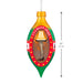 Christmas ornament with a decorative leg lamp, shown with dimensions on a white background.