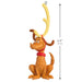 Max the Reindeer Dog ornament with measurement details on a white background