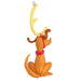Dog-shaped ornament with a long antler on a white background