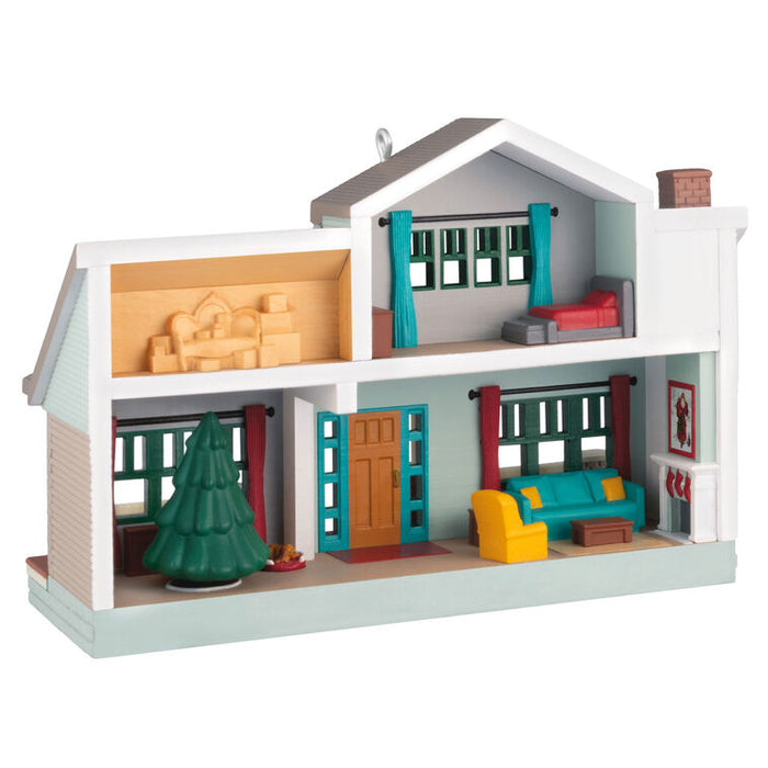 Inside the house ornament with furniture and Christmas decorations on a white background
