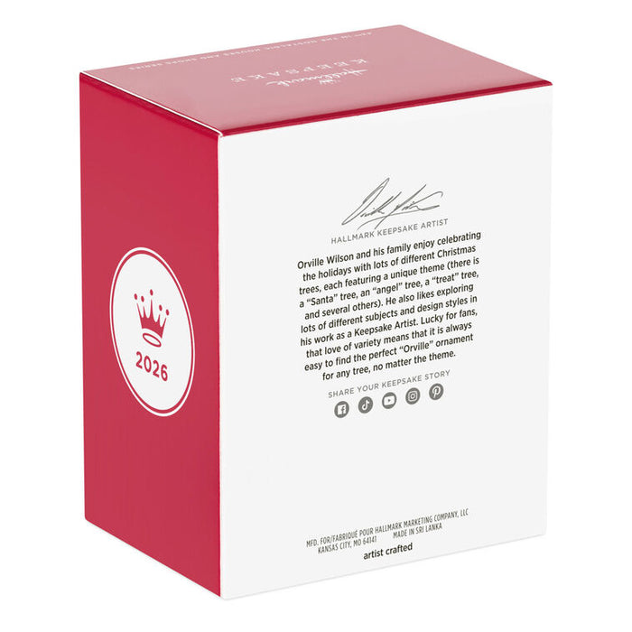 Red and white box with a logo and text on a white background