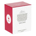 Red and white box with a logo and text on a white background