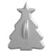 Silver Christmas tree-shaped cookie pan on a white background
