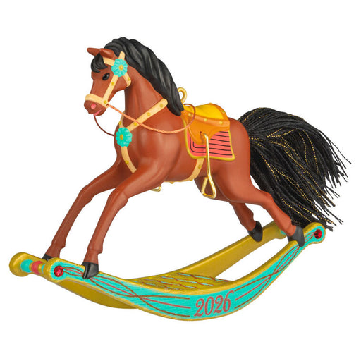 Decorative rocking horse with '2026' on a white background