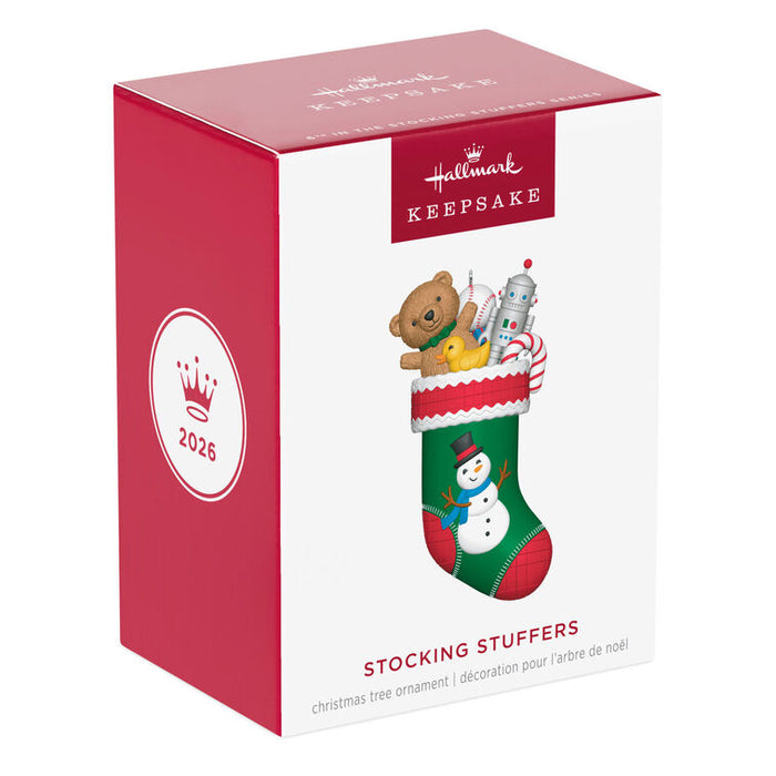 Hallmark 2026 Christmas stocking ornament packaging on a white background