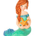 Mermaid figurine holding a starfish on a white background