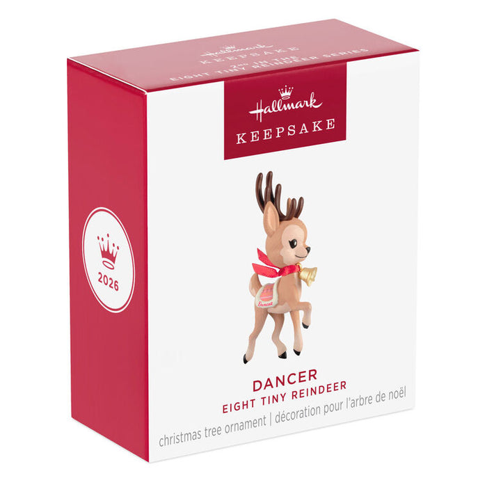 Hallmark Keepsake ornament packaging with a reindeer design on a white background