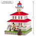 Decorative lighthouse model with Santa Claus and a polar bear on a white background with dimensions
