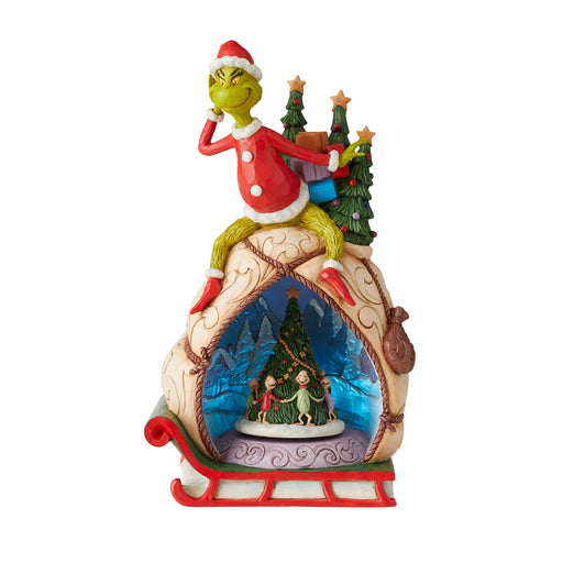Grinch with Lighted Rotatable Scene by Jim Shore