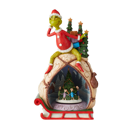Grinch with Lighted Rotatable Scene by Jim Shore