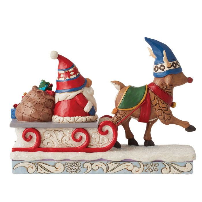 Reindeer Pulling Gnome Sled by Jim Shore