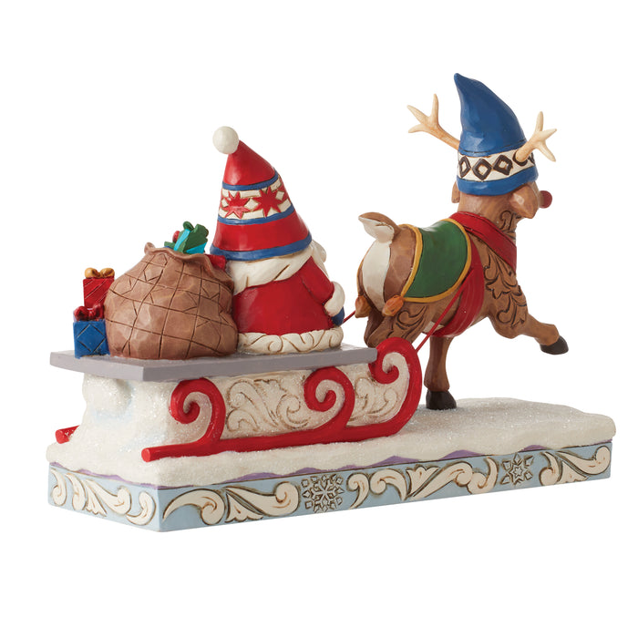 Reindeer Pulling Gnome Sled by Jim Shore