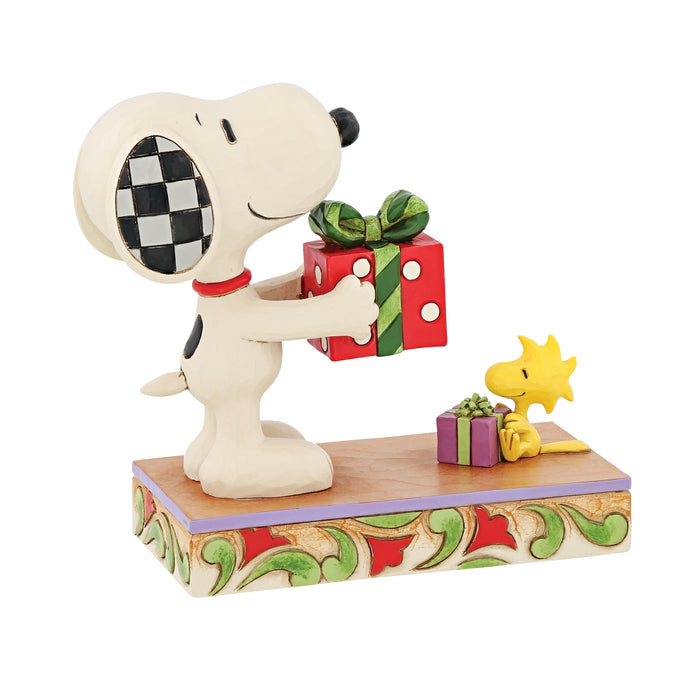 Peanuts Snoopy & Woodstock With Gift by Jim Shore