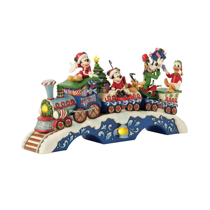 Decorative train with cartoon characters on a white background