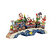 Decorative train with cartoon characters on a white background